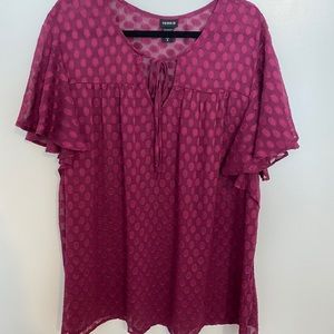 Torrid Fuchsia Polka-Dot Blouse